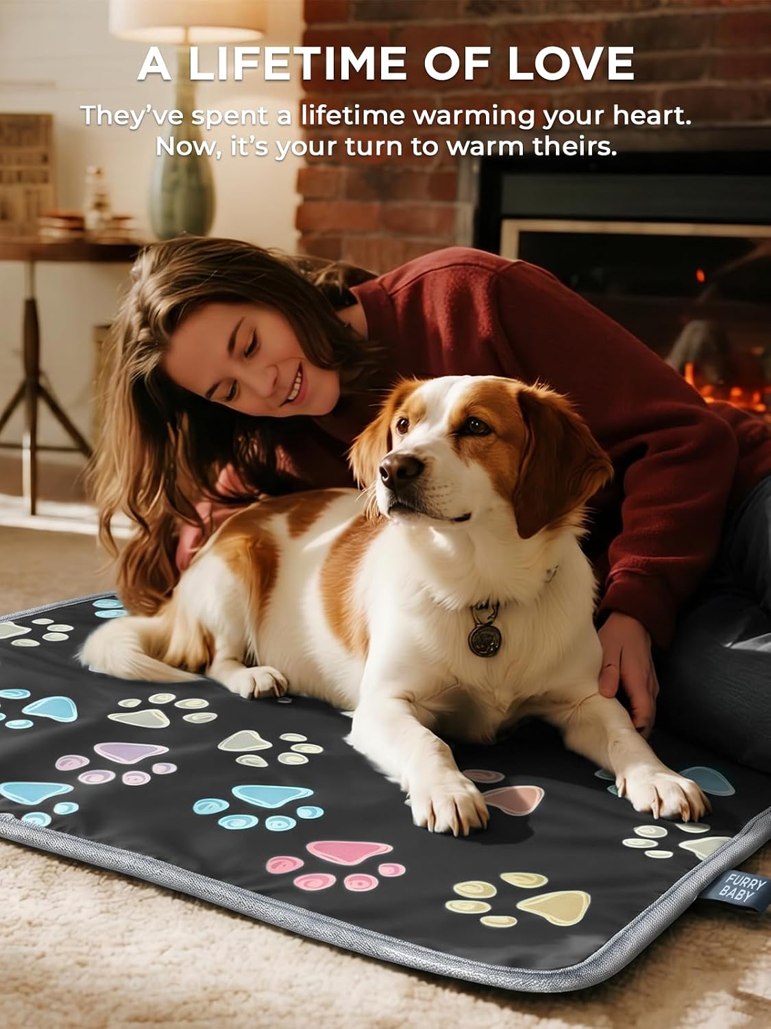 Pet Heating Pad for Cats & Dogs, Round-12 in, Tough Warming Mat