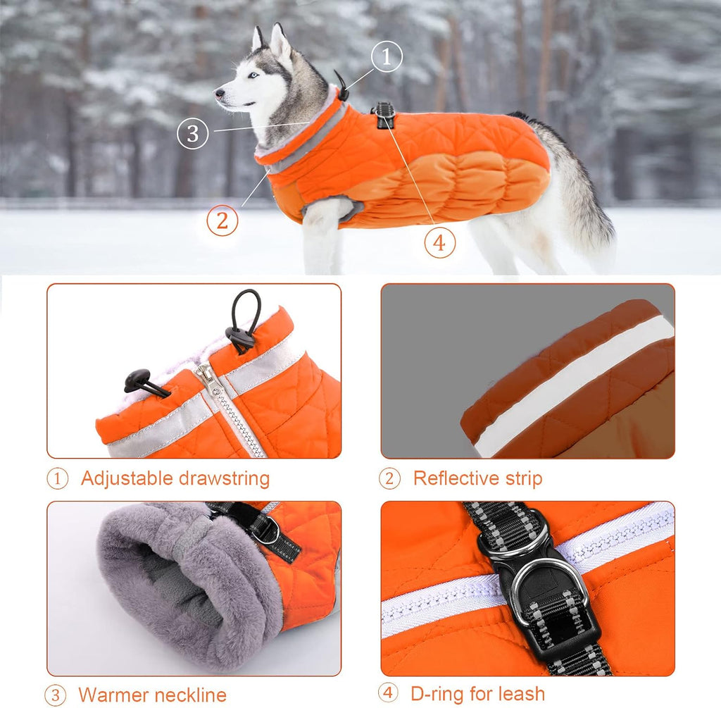 Dog Coat Warm Dog Winter Coat Waterproof Dogs Jacket with Harness