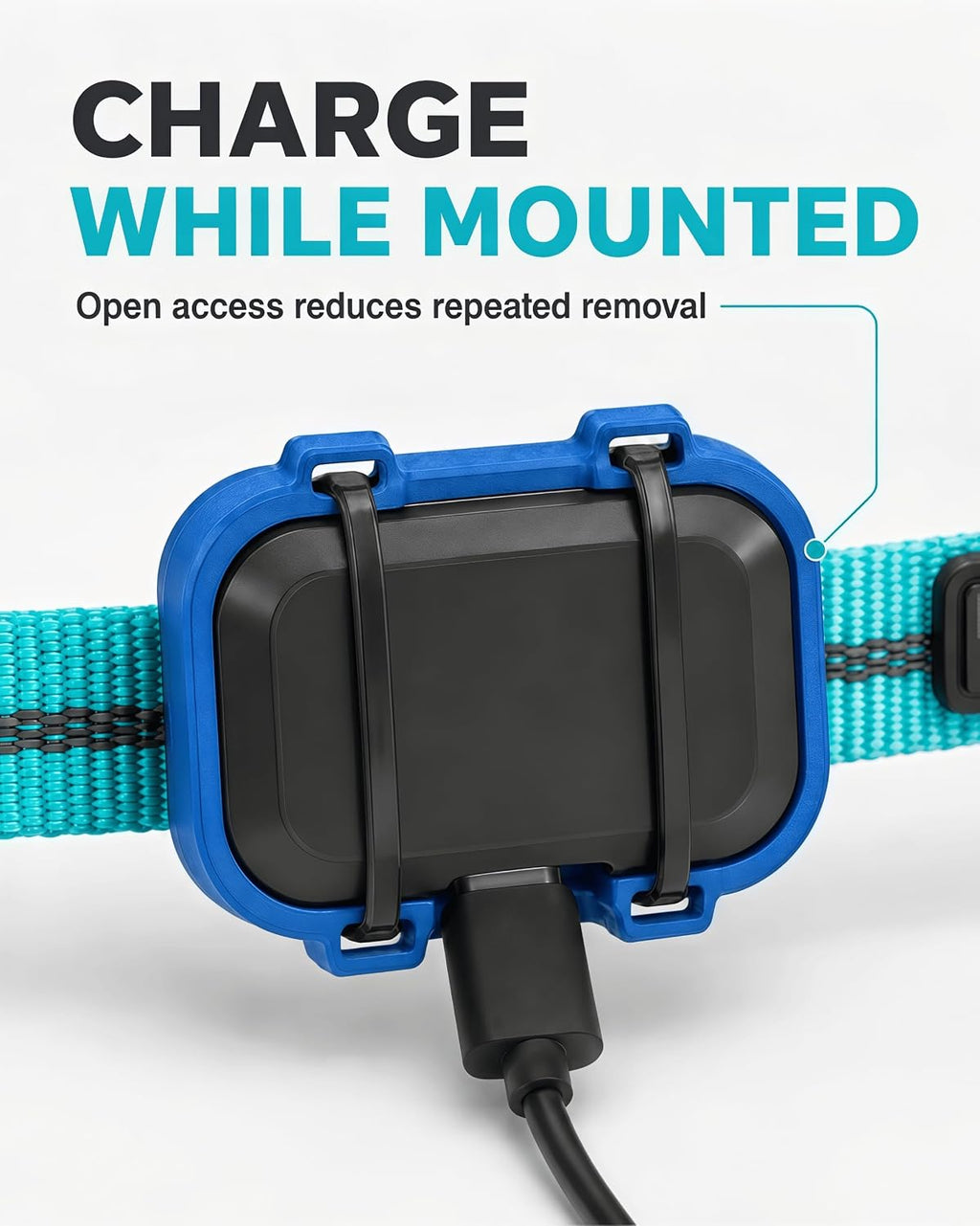 Dog Collar Tracker Holder Compatible with Fi Mini, Open Charging Port Mount (Blue)