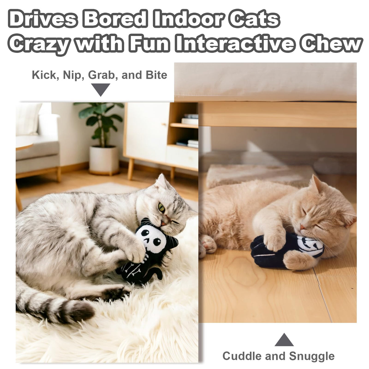 Retro Shaw Catnip Halloween Cat Toys, Goth Kitten Toy for Indoor Cats ,4PCS
