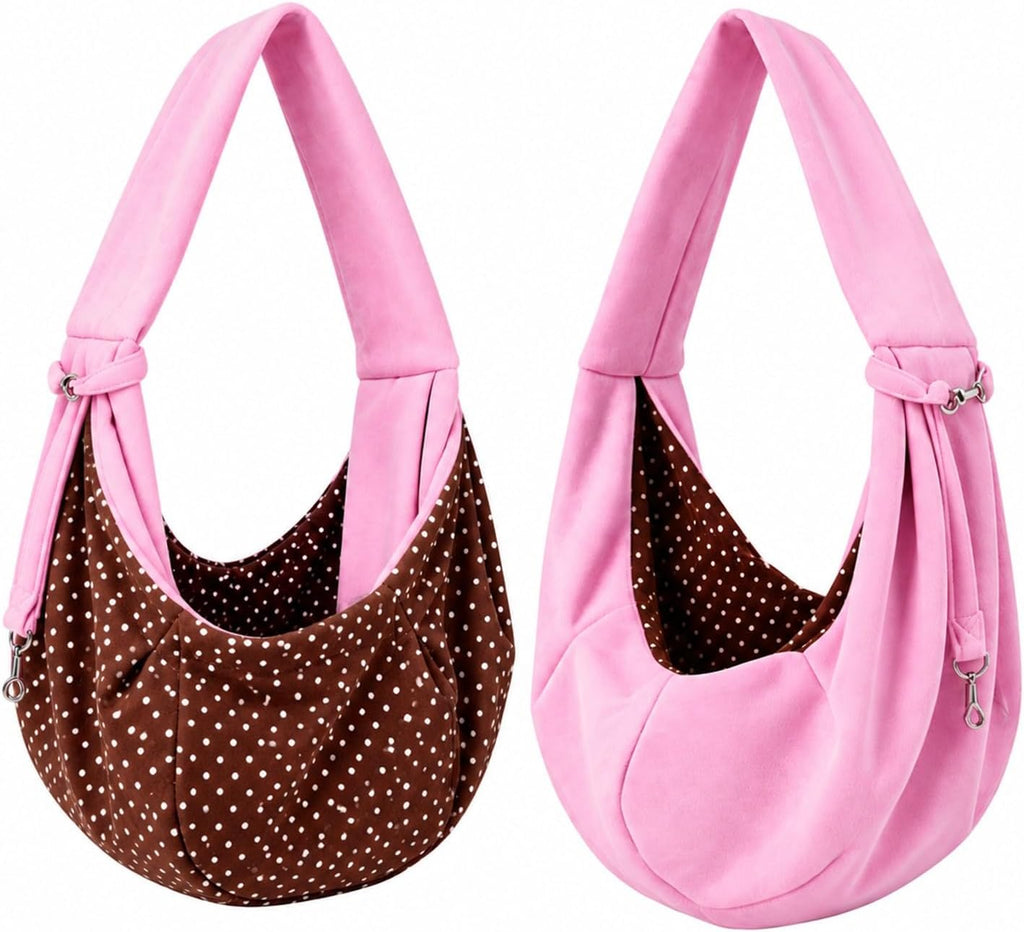 Women Men Pet Sling Carrier Bag Polka Dot Travel Tote for Cats Dogs