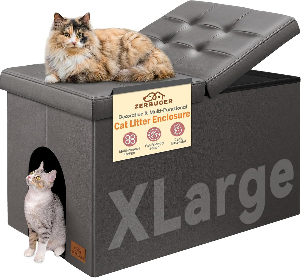 Zerbuger Cat Litter Box Enclosure Furniture for Odor Control,Hidden Cabinet