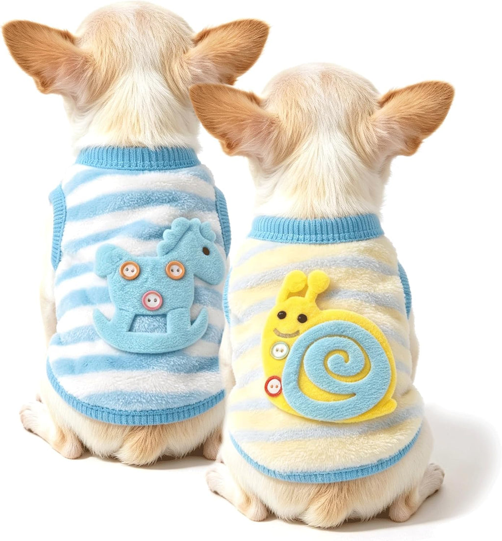 2 Pack Teacup Dog Clothes Warm Soft Fleece Extra Small Dog Clothes for Puppy Chihuahua Yorkies Fall Winter Cute Pet Clot