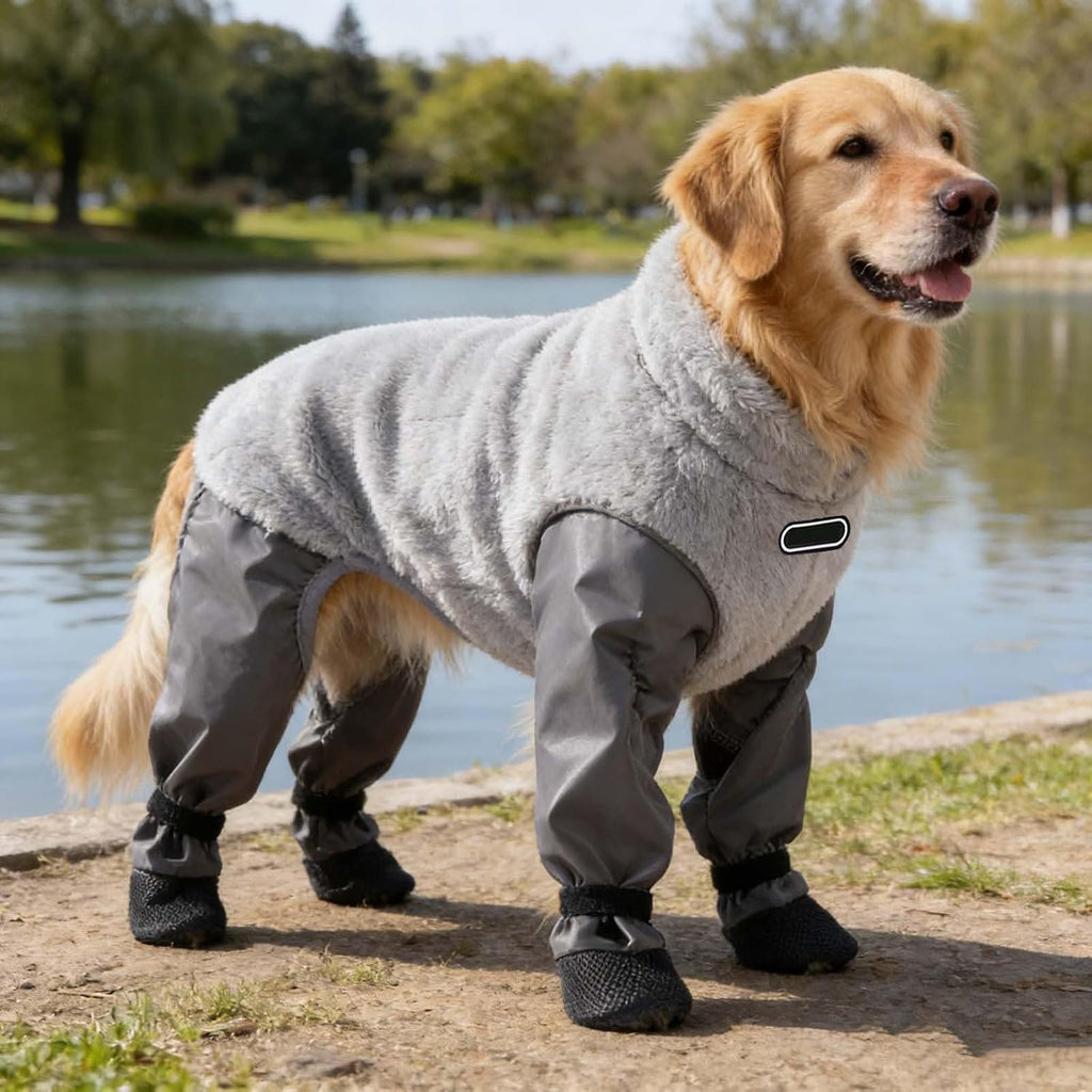 Quilted Insulated Winter Coat with Boots Reflective Full Coverage Outerwear for Small Medium Sized Dogs Outdoor Walking 
