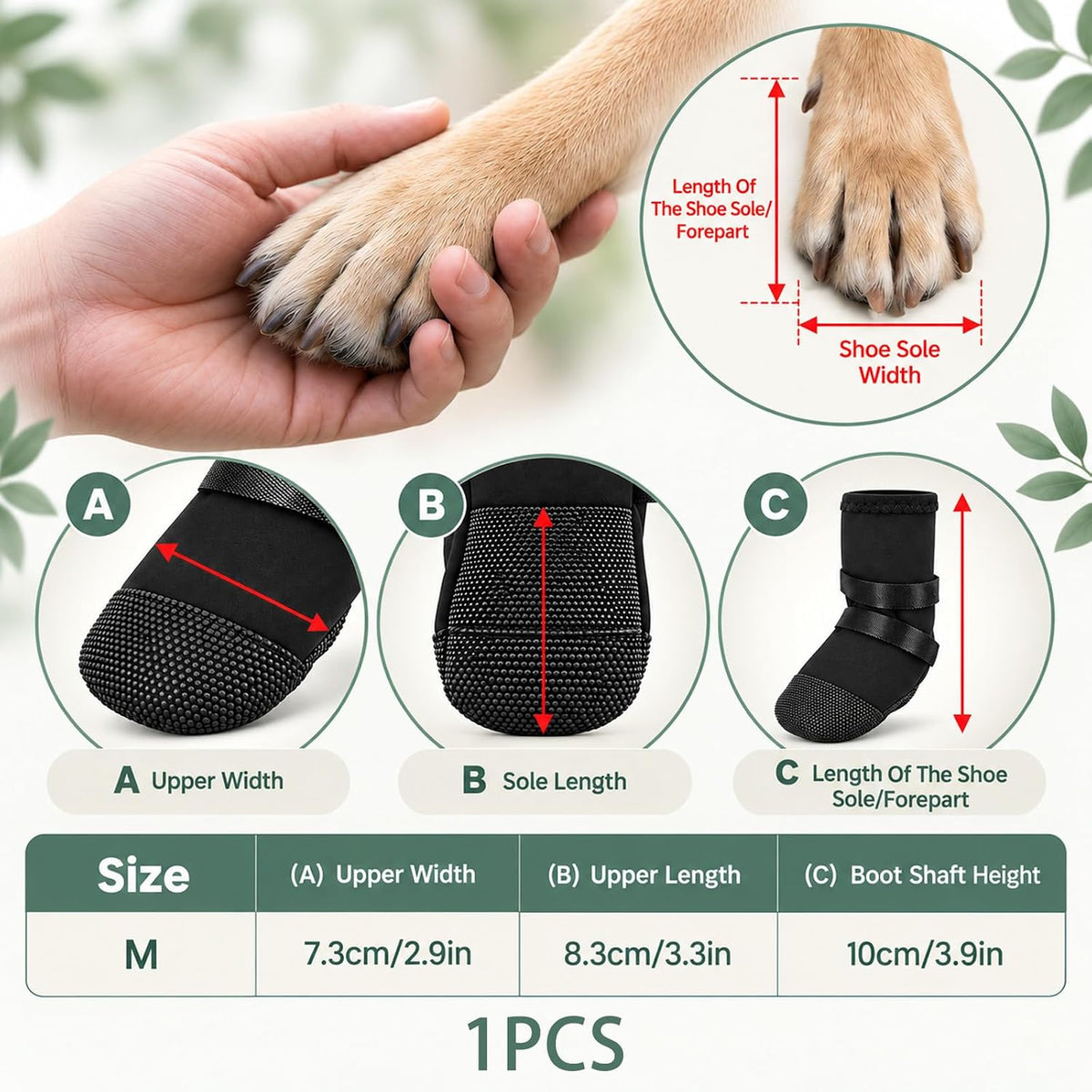 Dog Paw Wound Recovery Boot Dog Paw Recovery Boot for Injured Paws Breathable Dogs Bootie Paws Protector Self-Adhesive F