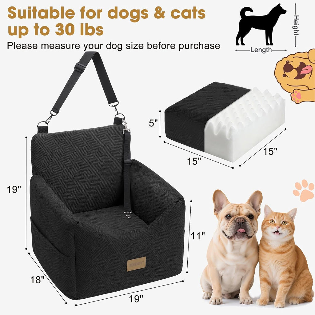 JOEJOY Dog Car Seats for Small Medium Dogs Under 35lbs, Dog Booster Seat with Detachable Washable Cover and Cushion, Mem