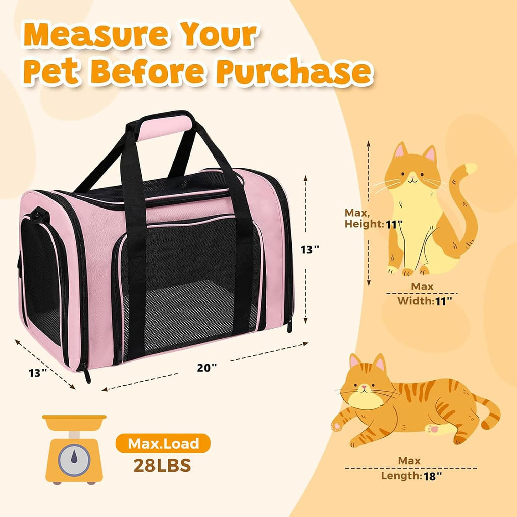 Large Cat Carrier Soft Up to 28 Lbs, Breathable Pet Bag with Steel Frame