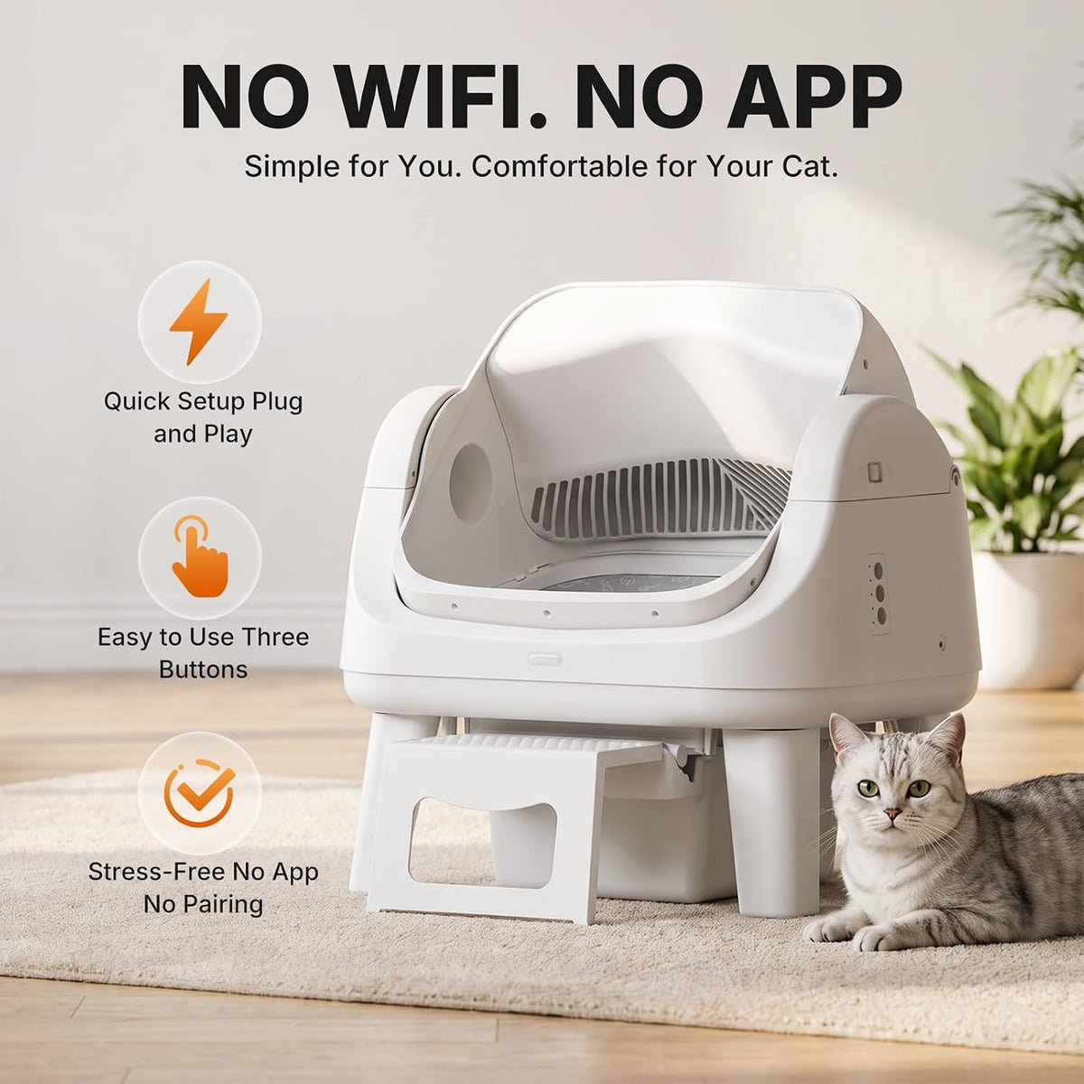 Automatic Litter Box,Cat Litter Box Automatic Cleaning with Easy-Access Step for Cats 3–18 lb, Self Cleaning Cat Litter 