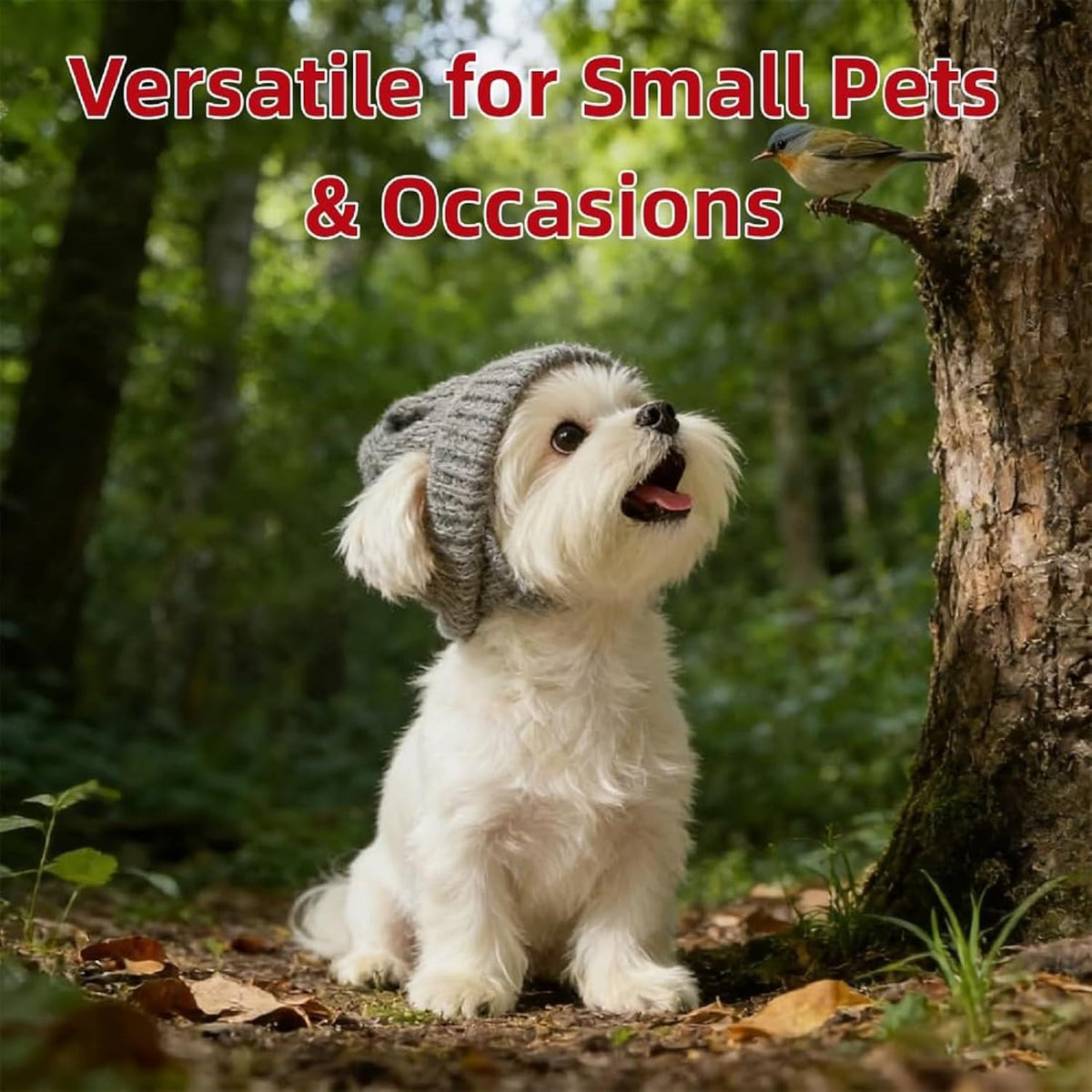Dog Beanie Hat with Ear Holes, Dog Winter Hats for Small Dogs, Cozy Soft Knitted Hat Pet Cap for Halloween Christmas Cos