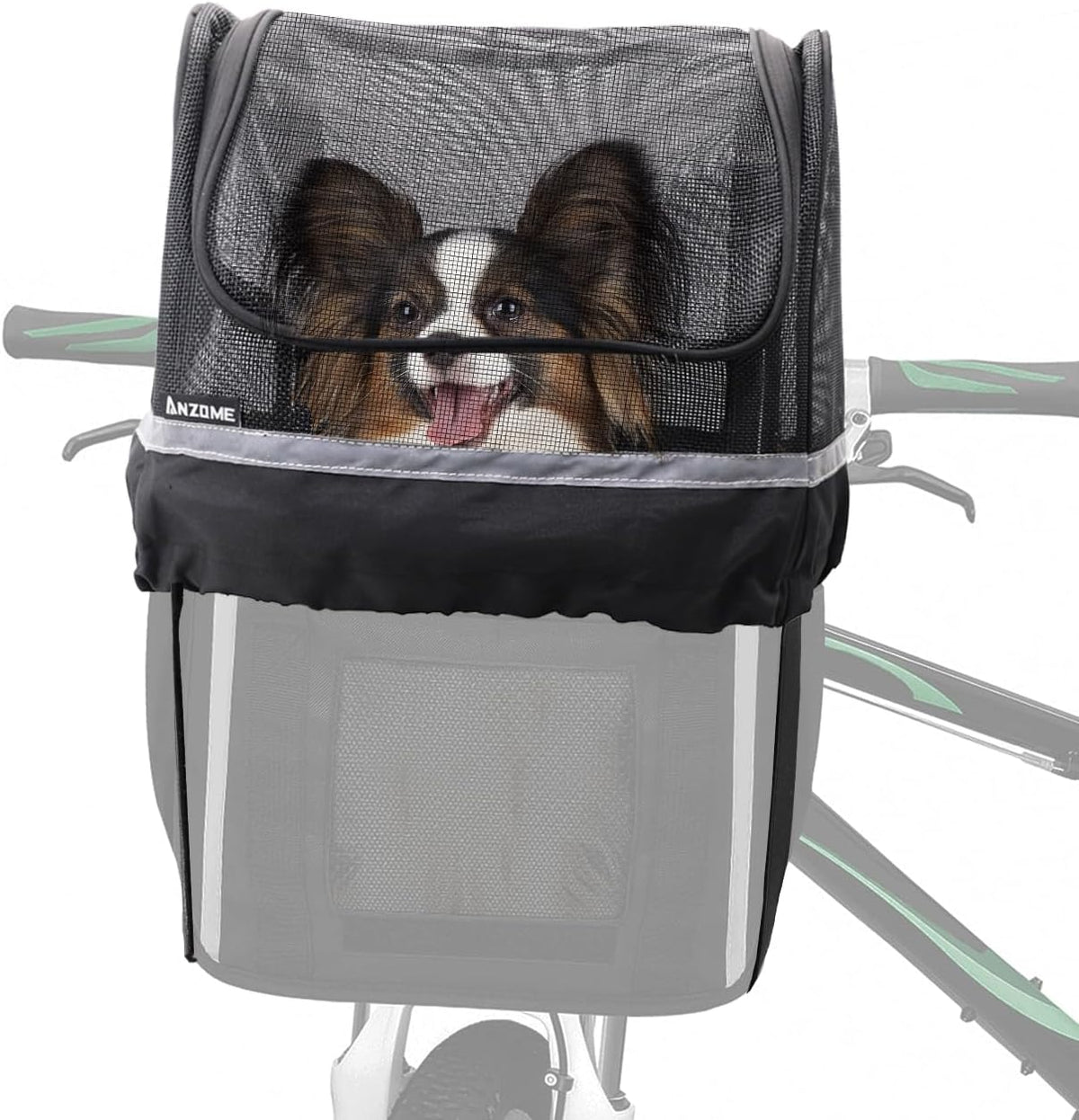Dog Bike Basket Cover, Drawstring Mesh Pet Safety Cover, Breathable