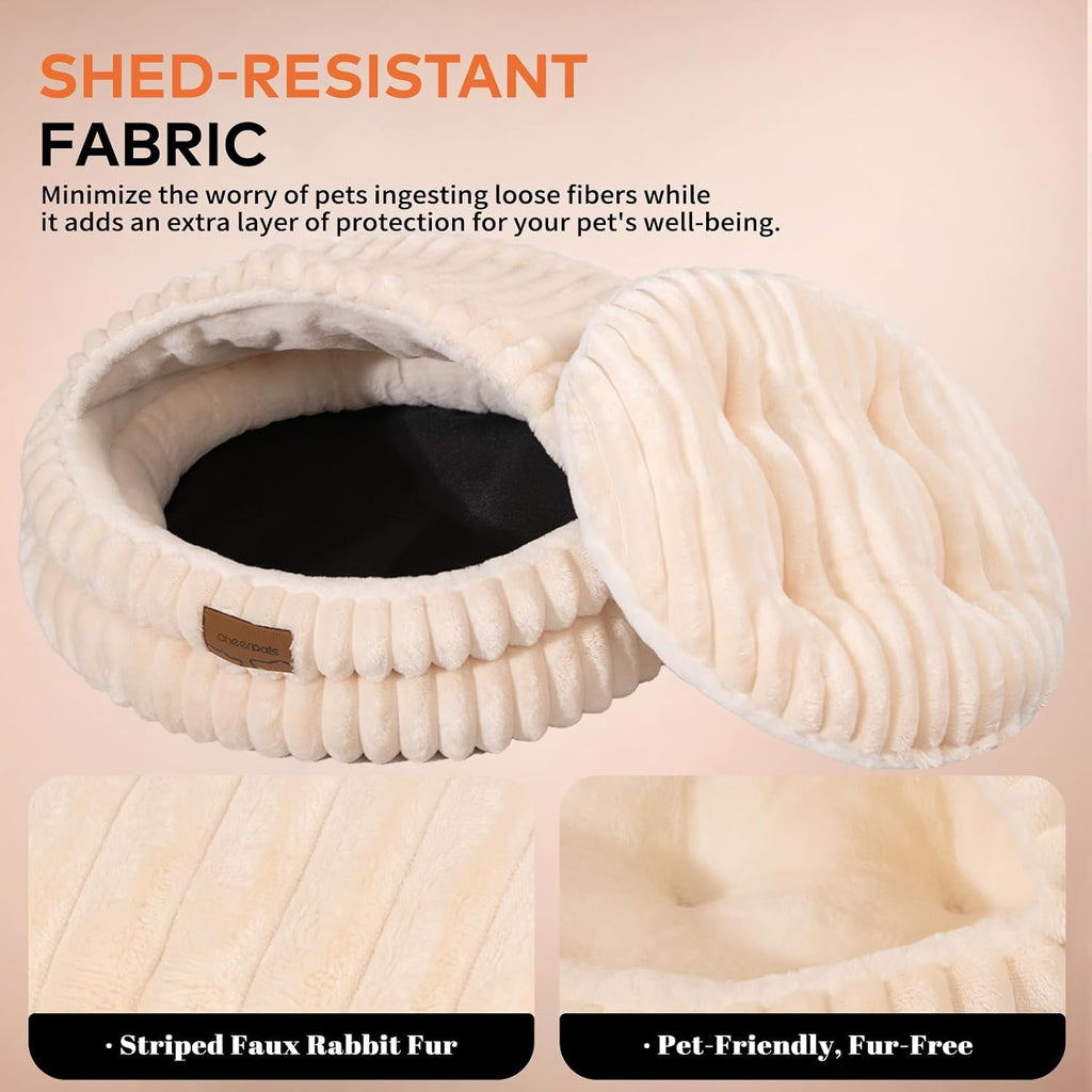 CHEERPALS Cat Cave Bed for Indoor Cats Covered Hooded Pet Bed with Cushion