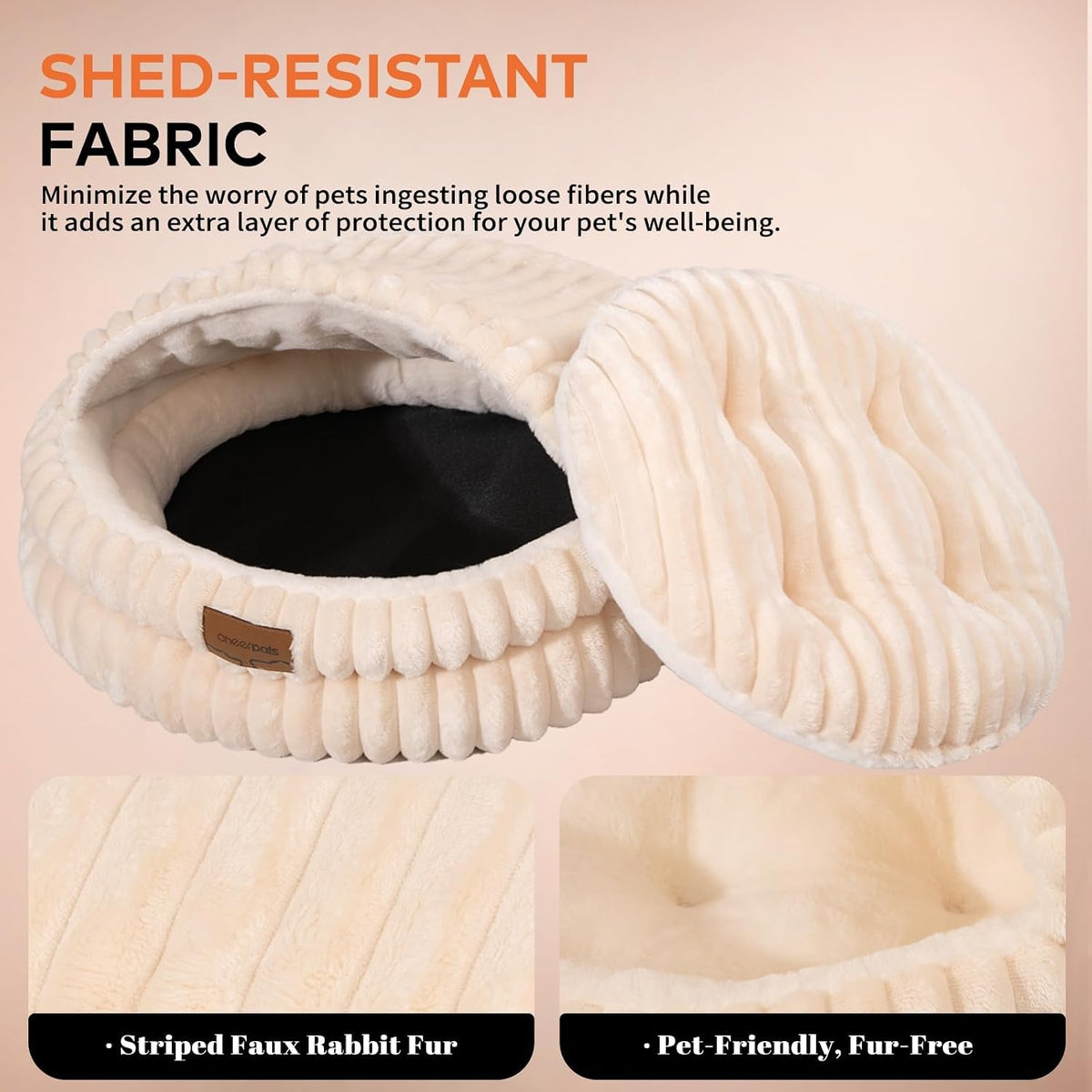 CHEERPALS Cat Cave Bed for Indoor Cats Covered Hooded Pet Bed with Cushion