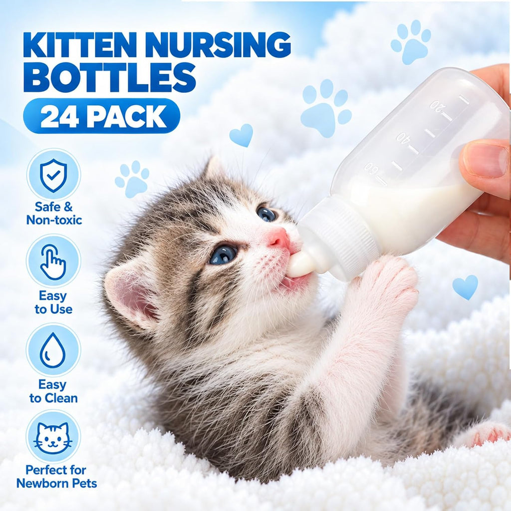 24 Pcs 2 Oz/60 ml Nursing Bottle for Kittens Small Puppies Animals