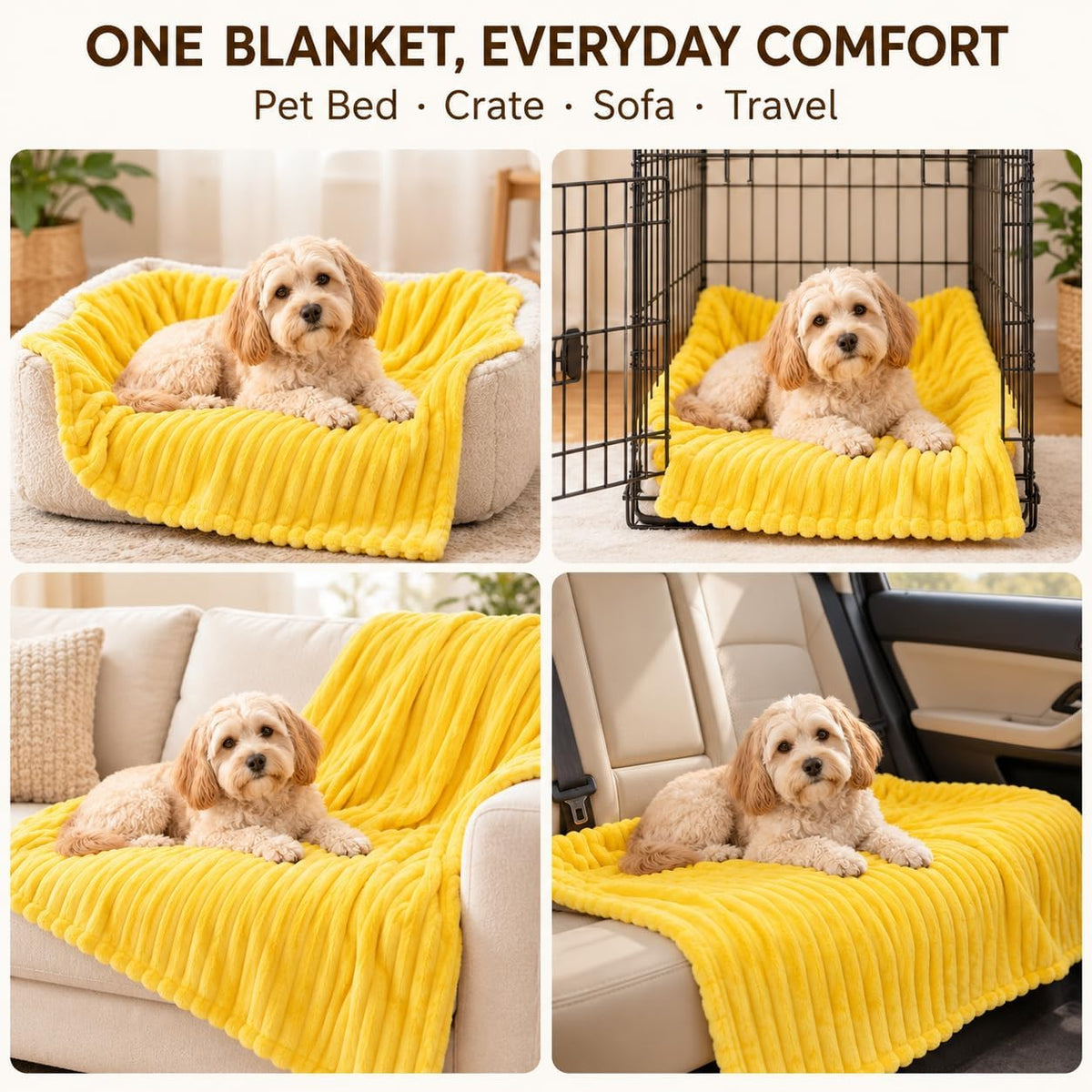 Yellow Dog Blanket Emotional Support Blanket for Dogs (Yellow, 27x39in)