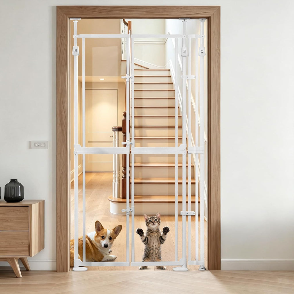 74.80-98.43" Extra Tall Cat Gate for Doorway 20.8-38" Clear Gate