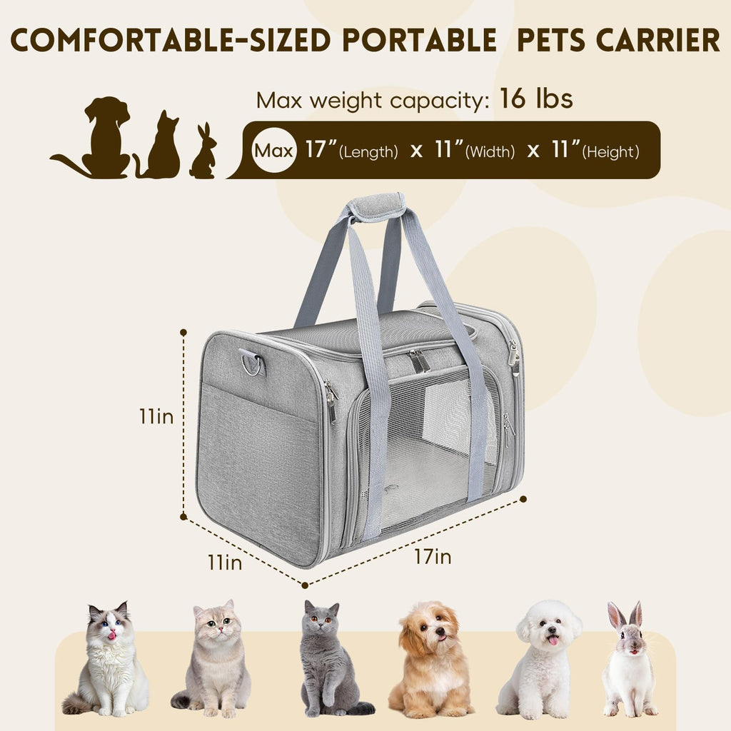 Zedkeys Cat Carrier Soft, Dog Carriers for Small Dog/Large Cat (Up to 16lb)