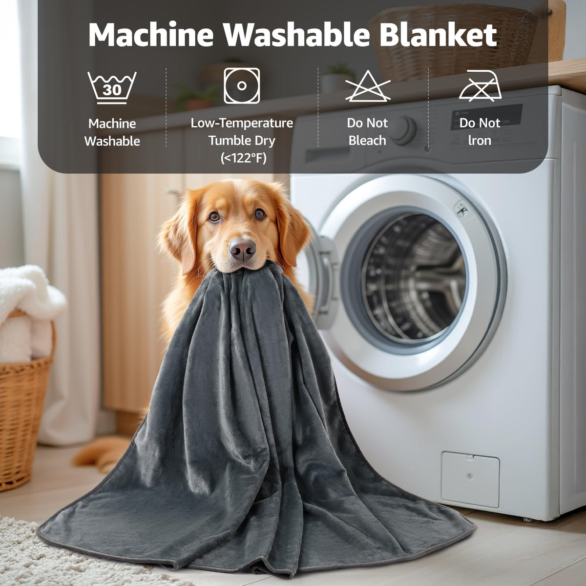 LOOBANI Waterproof Blanket for Bed, Soft Flannel Twin Bed Blanket 60" x 80"