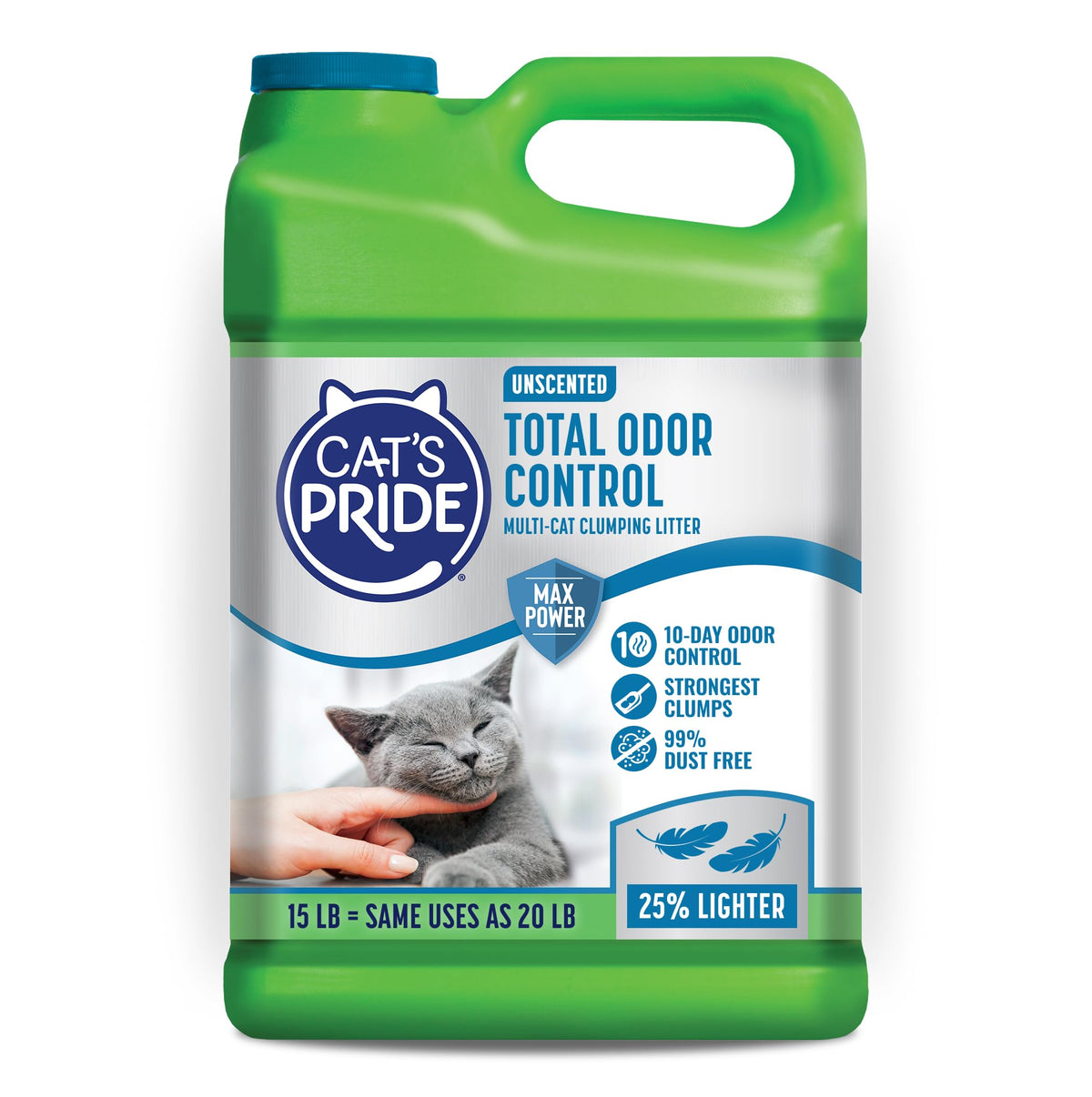 Cat's Pride Total Odor Control, Max Power, Clumping Litter Unscented 15lb