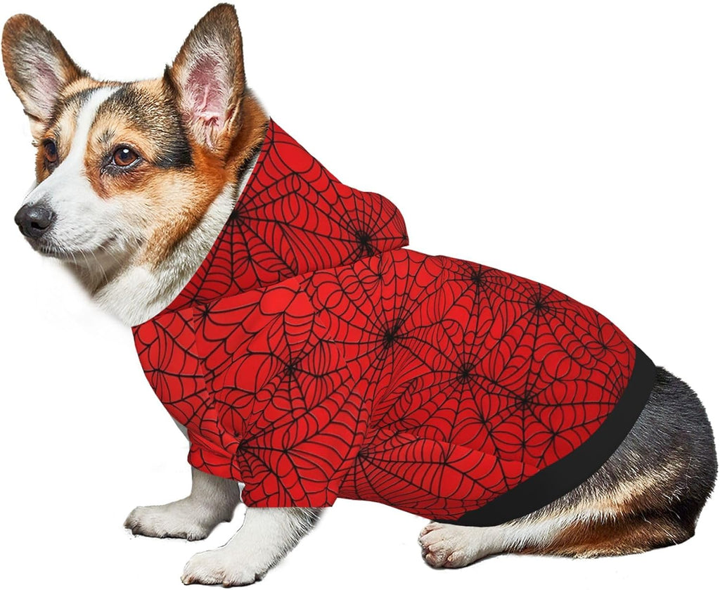 Red Spider Web Small Pet Hoodies Dog Clothes