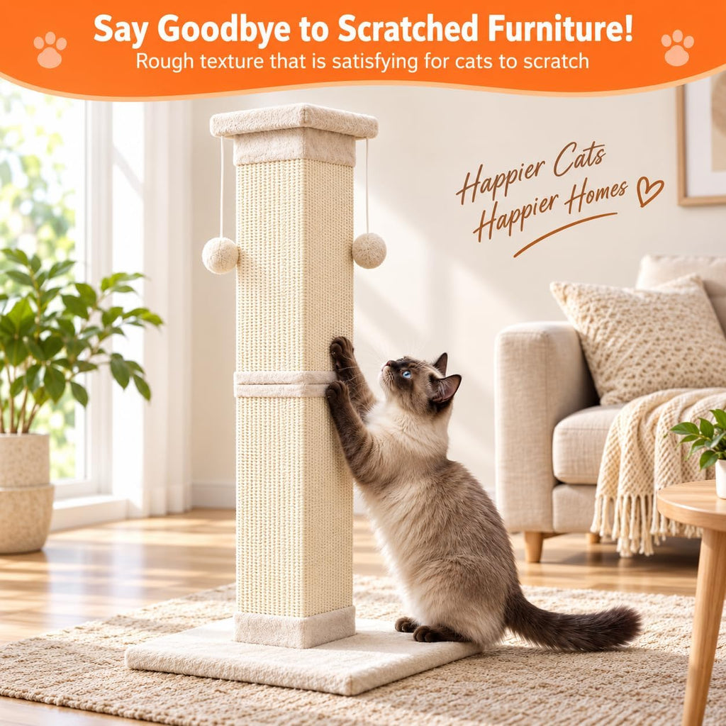 SOCATER Cat Scratching Post 33 Inch, Beige