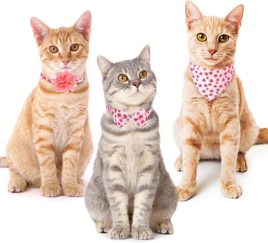 Breakaway Cat Collars with Bell & Cute Pendants - 3 Pack Adjustable Safety Kitten Collars - Decoration for Girl Boy Cats