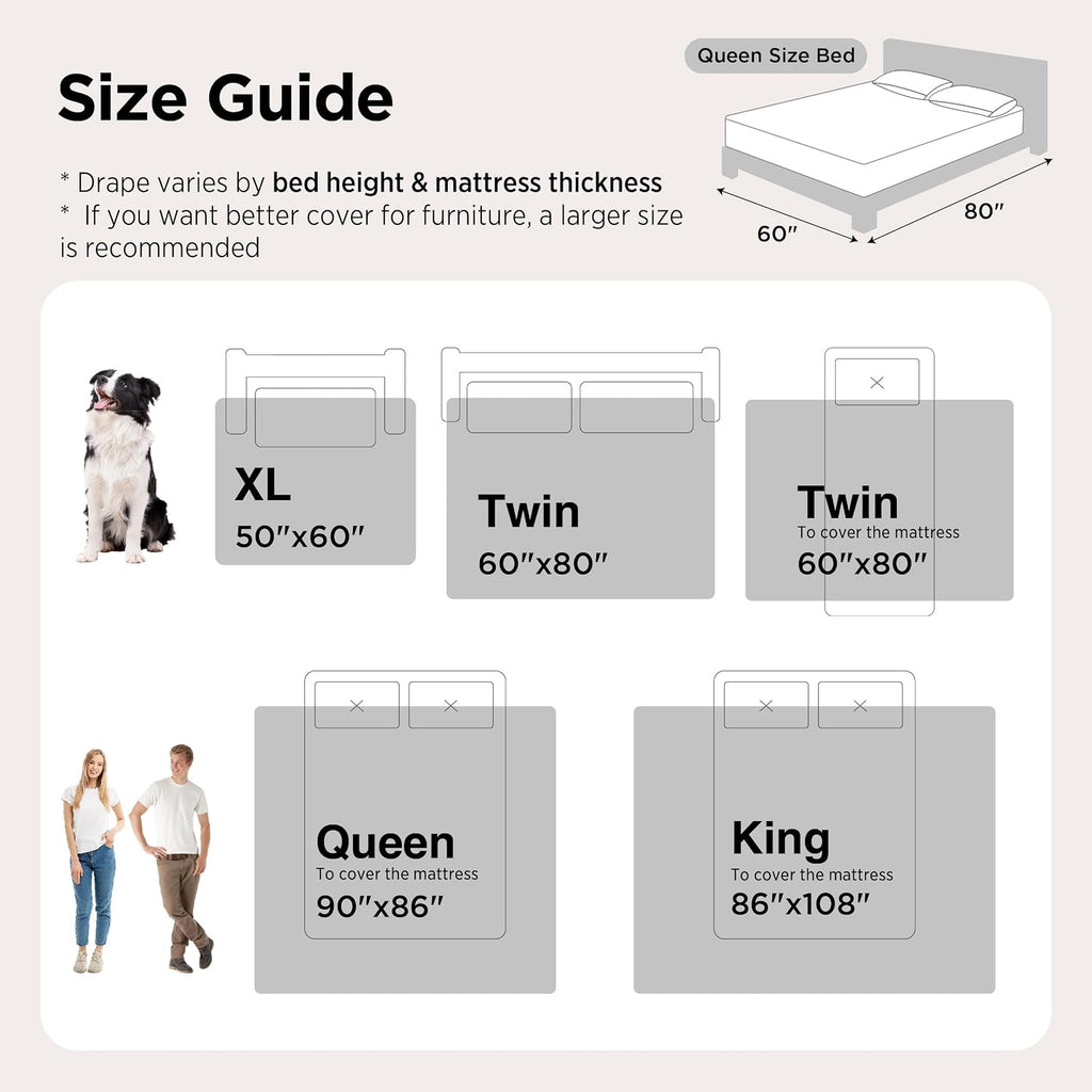 Bedsure Waterproof Blanket for Bed Soft Flannel Fleece, Queen 86"x90" Grey