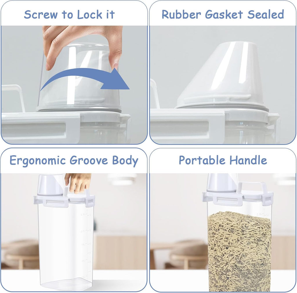 2 Pcs Cat Litter Storage Container Airtight Sealable Lid with Spout Heavy