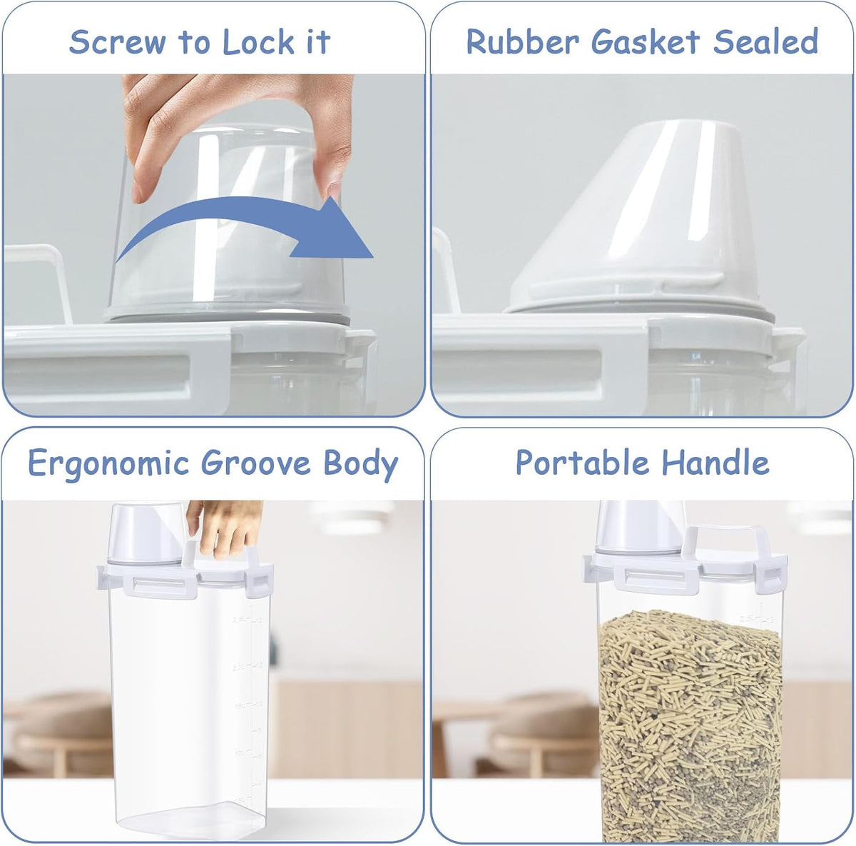2 Pcs Cat Litter Storage Container Airtight Sealable Lid with Spout Heavy