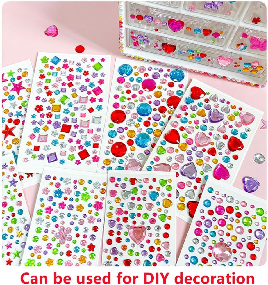 10 Sheets Pet Grooming Decorative Hair Diamond Sticker, Dazzling Gems Rhinestones DIY Sticker for Puppy Kitten Grooming,