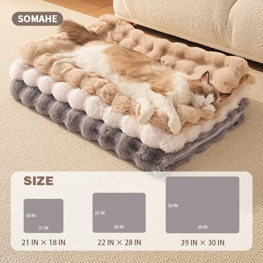 SOMAHE Soft Faux Fur Cat Blanket, Washable, Small 22x18 Dark Gray