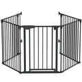 Bonnlo 134 Inches Wide Configurable Baby Gate, Fireplace Safety Fence/Guard, Adjustable 5-Panel Metal Play Yard for Toddler/Pet/Dog, Christmas Tree Fence, Includes 4 Pack of Wall Mounts, Black