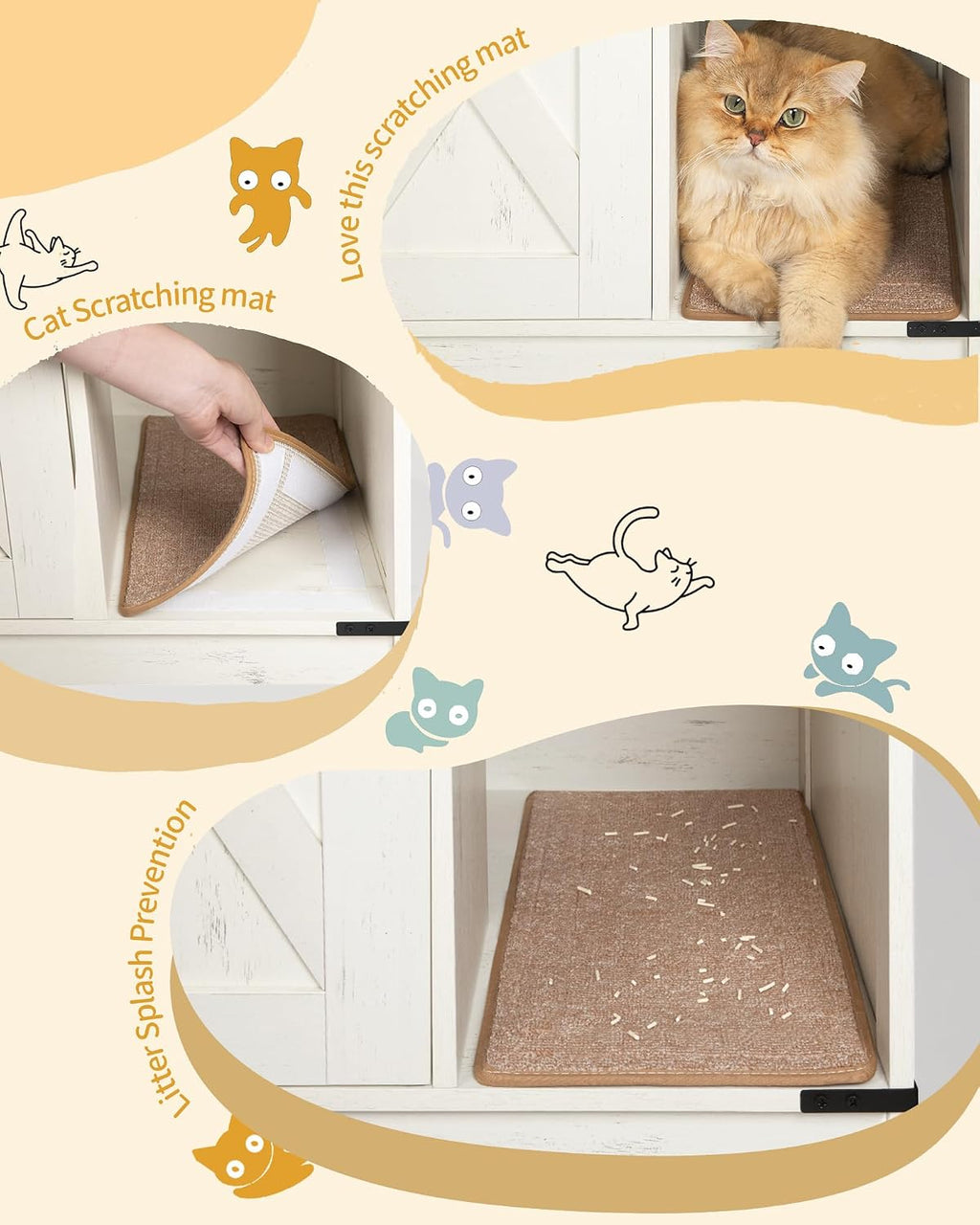 Hzuaneri Cat Litter Box Enclosure, Hidden Litter Box Cabinet Furniture