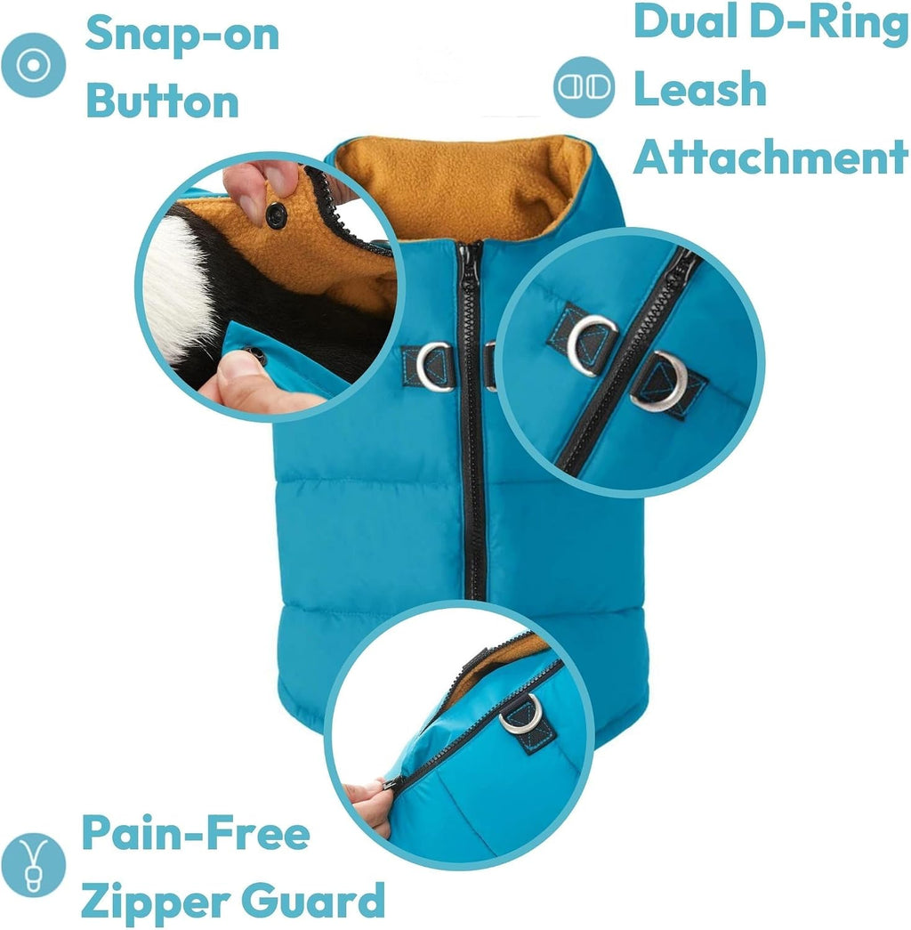 Gooby Dog Vest Jacket - Purple, Medium - Water Resistant Fleece Dog Vest with Dual D Ring Leash - Small Dog Sweater for 