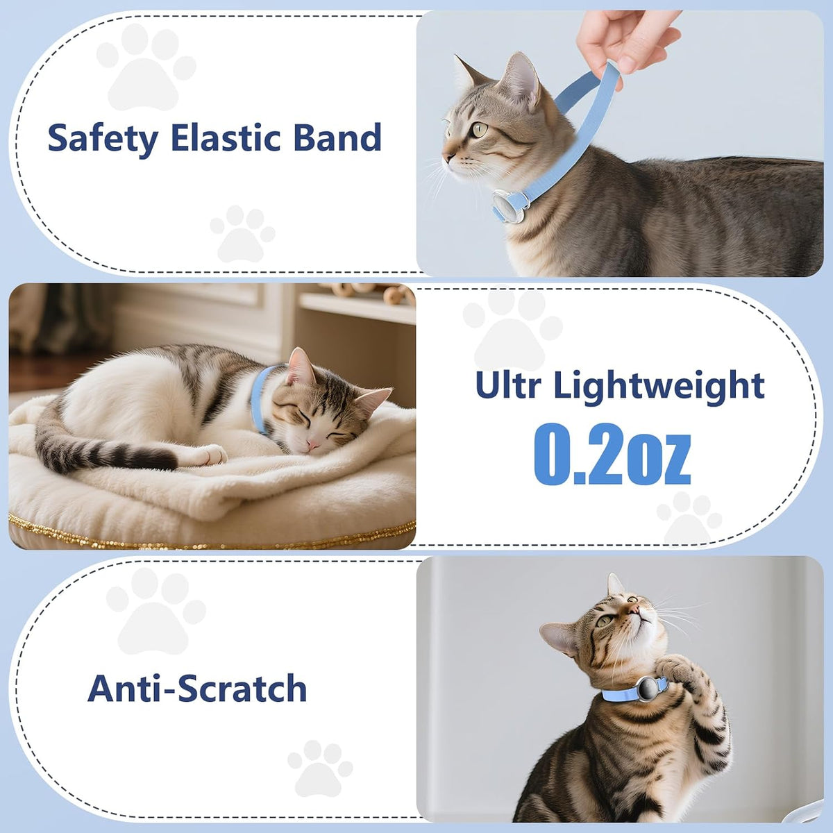 AirTag Cat Collar, Elastic Tracker Collar with Airtag Holder and Bell