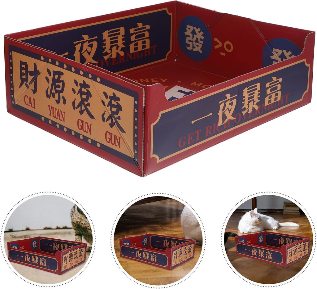 Portable Corrugated Paper Cat Litter Box Open Top Foldable Travel Tray