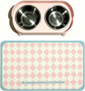 Elevated Dog Bowls with Mat for Small Dogs and Cats, Pink