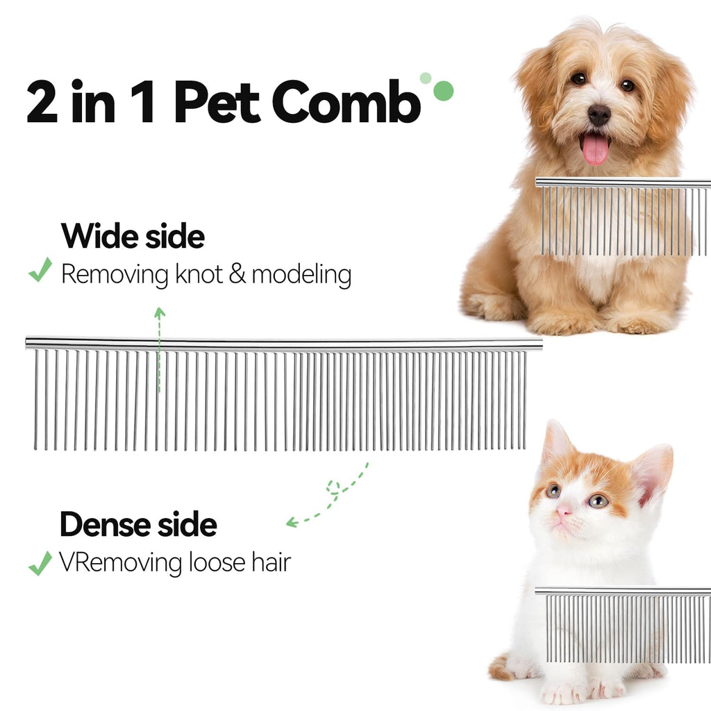 Dog & Cat Brush,Pet Grooming Kit 4PCS- Dog Brush for Shedding| A Pair Pet Hair Removal Gloves| Metal Comb for dog.Remove