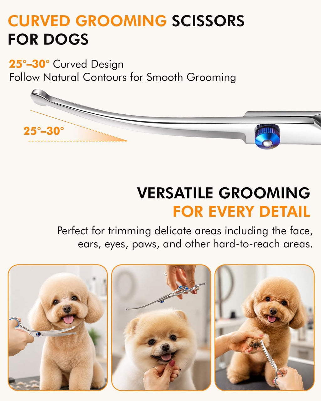 Curved Dog Grooming Scissors, 7.7 Inch Pet Grooming Shears