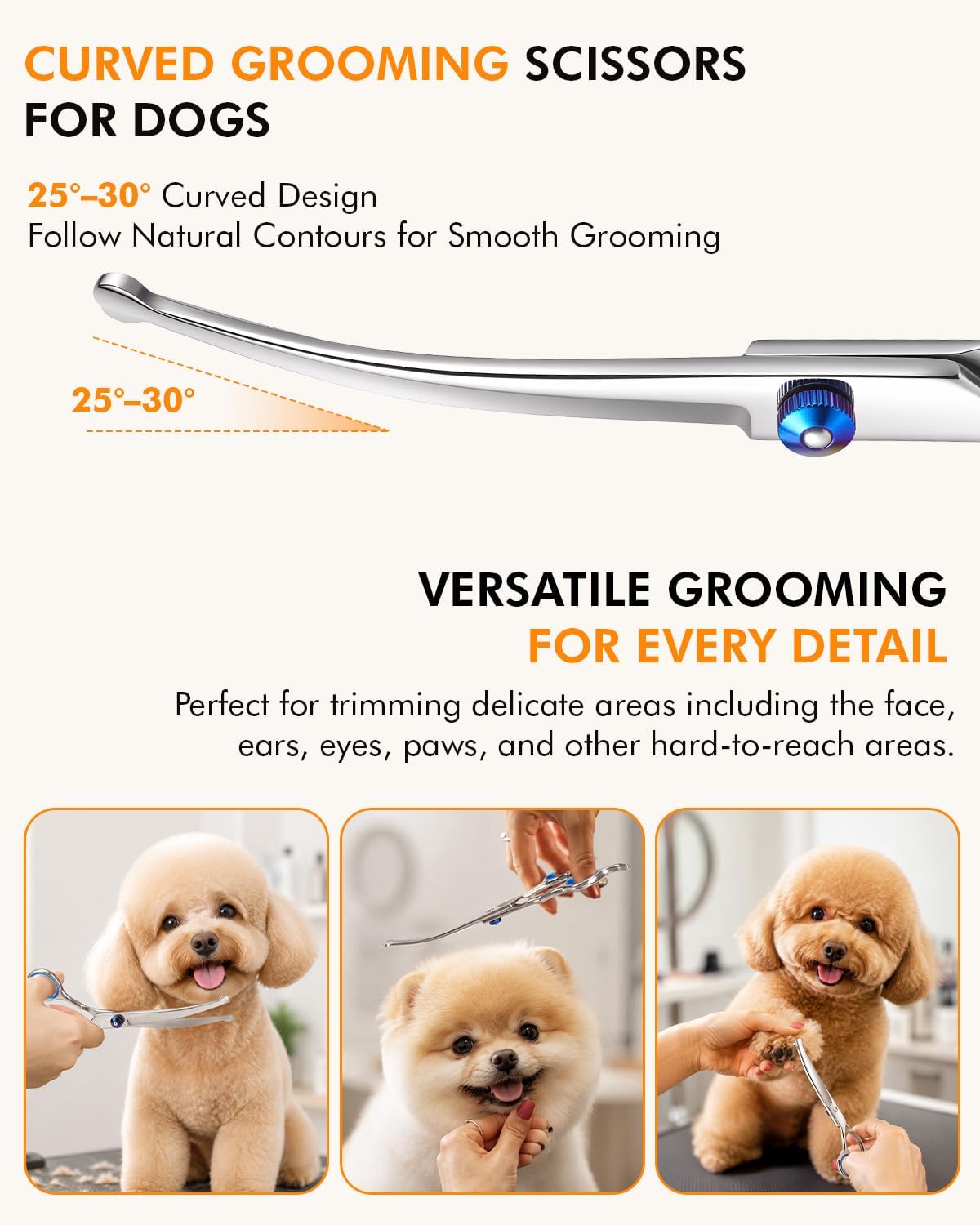 Curved Dog Grooming Scissors, 7.7 Inch Pet Grooming Shears