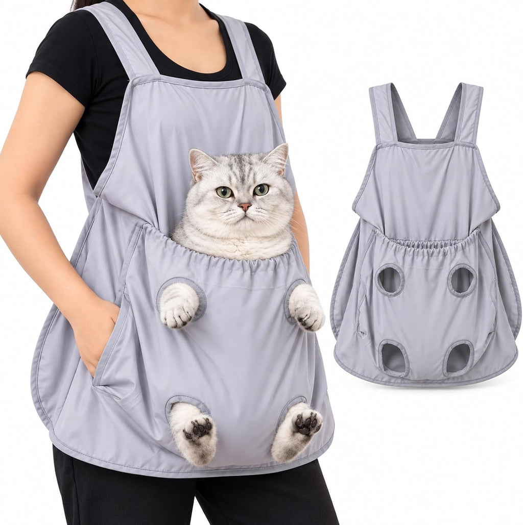 Cat Grooming Bag, Adjustable Pet Carrier Apron for Nail Trimming，Heavyweight Version