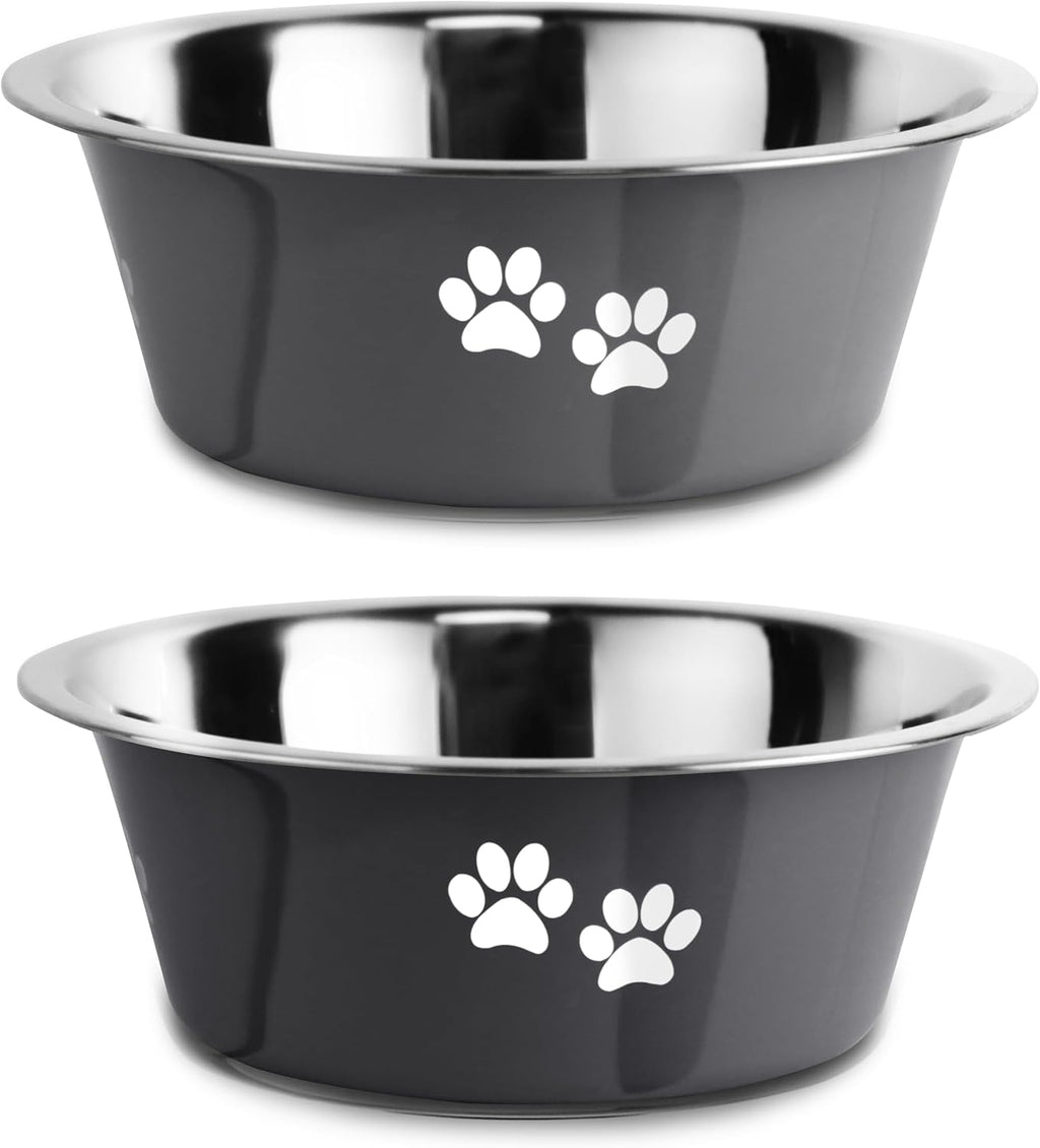 Stainless Steel Dog Bowls, Nonslip Rubber Bottom No Spill Proof Skid Metal Insulated Dog Bowls for Large Medium Small Br