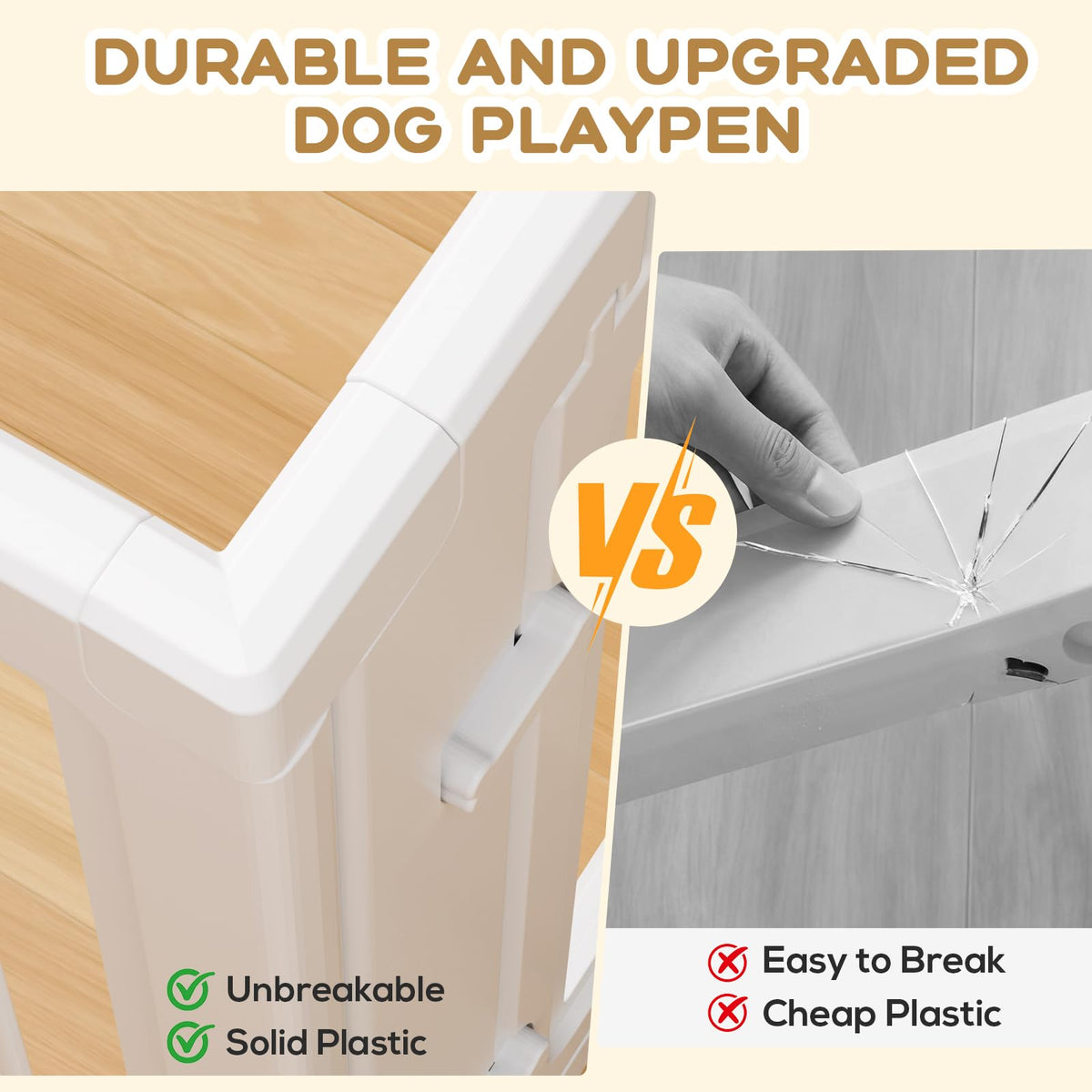 LoveTail Dog Playpen Indoor,Puppy Playpen,White 23.6" H, 8 Panels