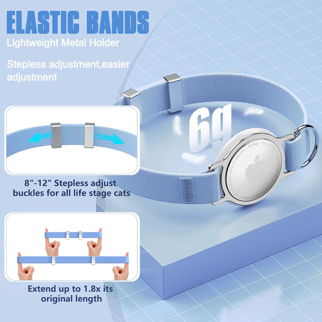 AirTag Cat Collar, Elastic Tracker Collar with Airtag Holder and Bell