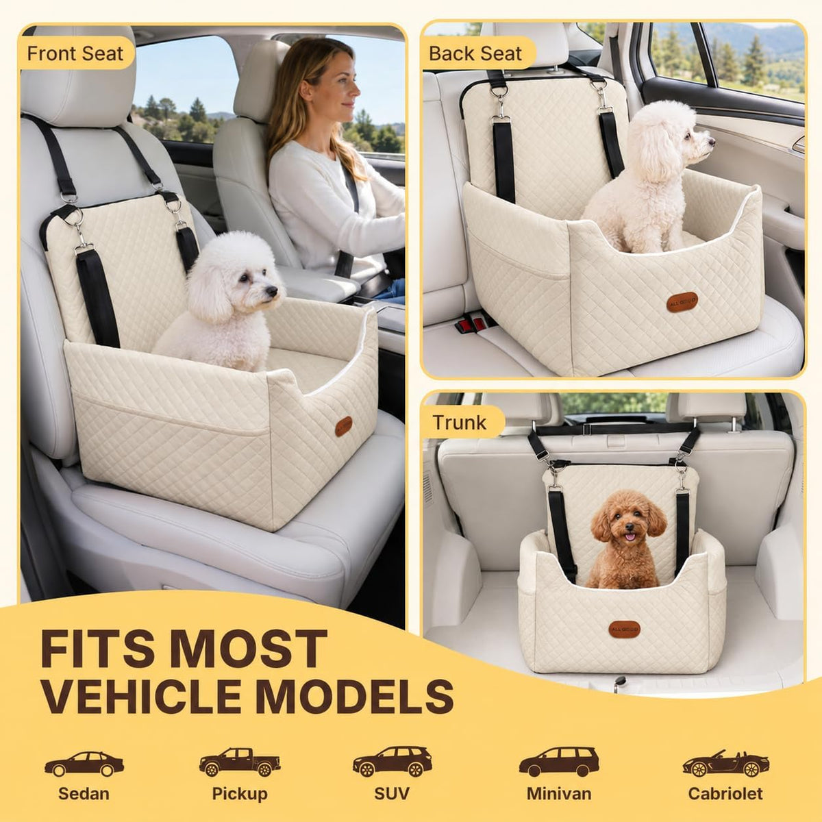 ALL GOOD PET SUPPLIES Dog Car Seat for Small/Medium Dogs Under 35lbs