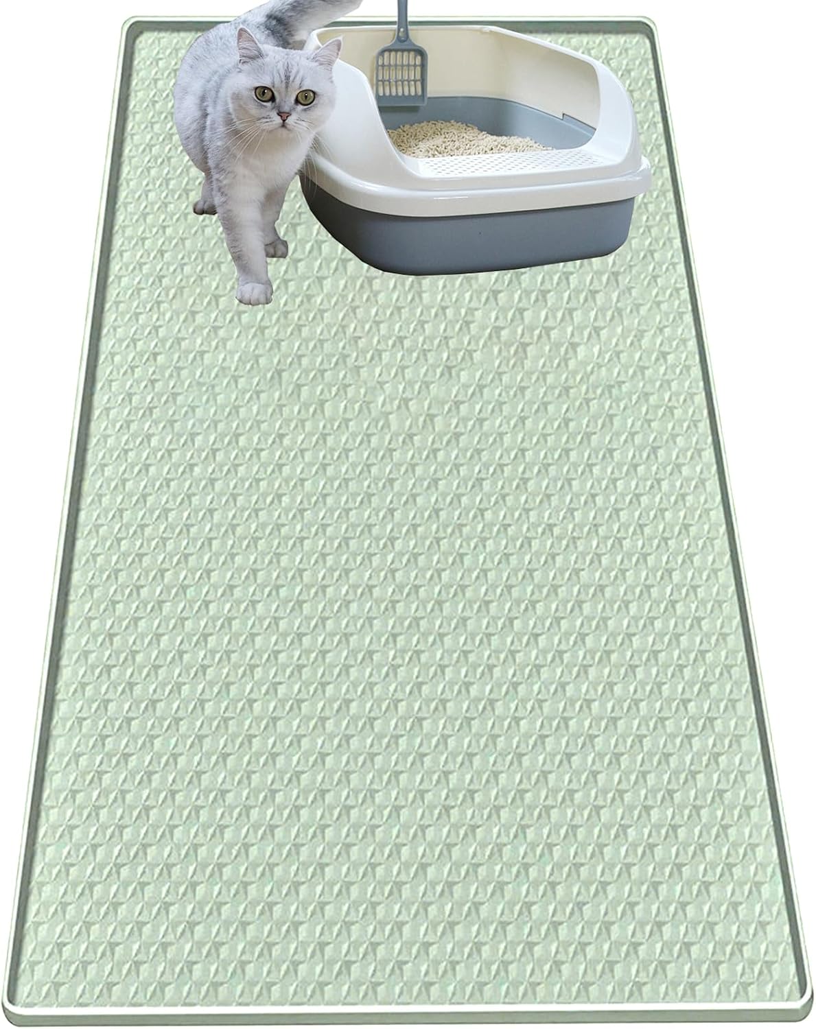 Cat Litter Mat for Litter Box, Silicone Large Cat Litter Trapping Mat - 34x22 in, Waterproof & Non-Slip, Durable & Easy 