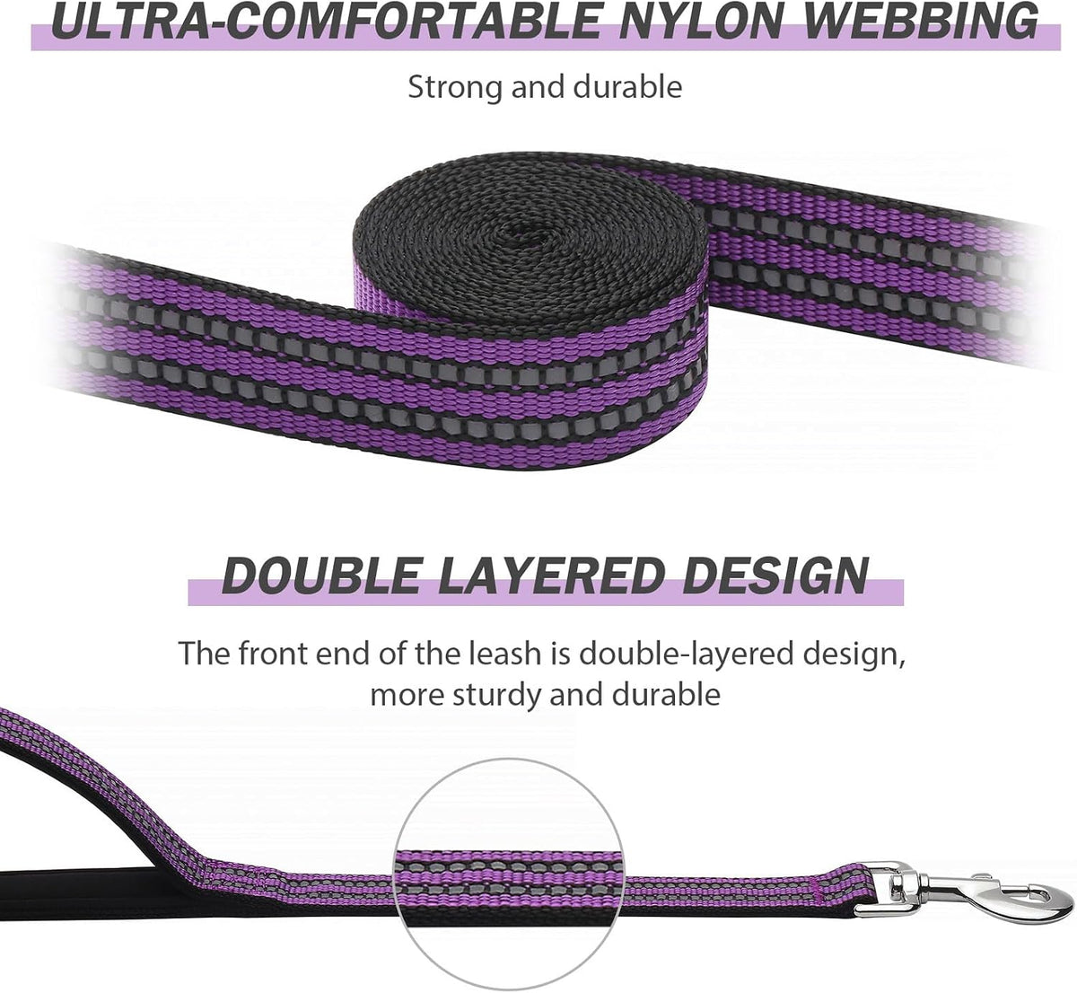 Hikiko Double Handle Dog Leash with Two Comfortable Padded Handles