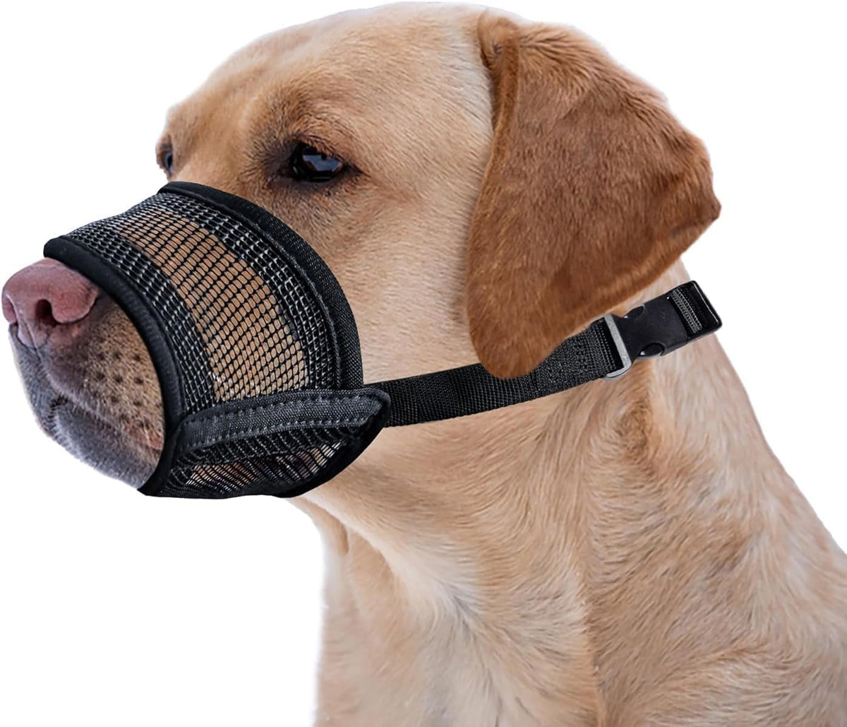 Dog Muzzle for Large Dogs - Air Mesh Muzzle for Large Sized Dog | Adjustable No Bark Dogs Muzzles for Scavenging Licking