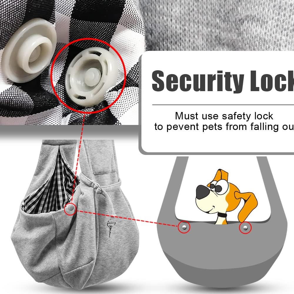 Tomkas Small Dog Cat Sling Carrier Puppy Purse Travel Wrap Soft Crossbody Pet Bag (Gray, M - Classic Pocket & Classic St