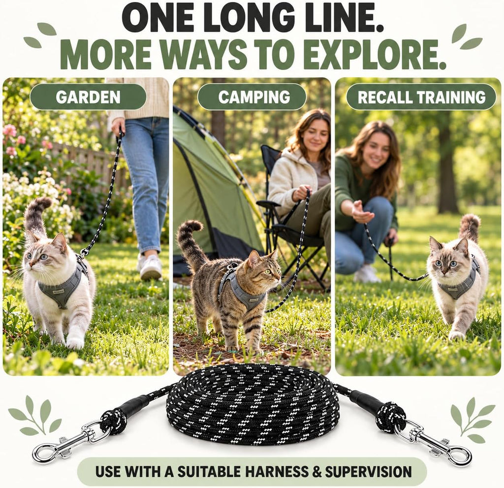 Extra Long Cat Leash for Yard, Lightweight Outdoor Cat Leash Long Light Extension, Long Thin Lead for Rabbits, Kitten, P