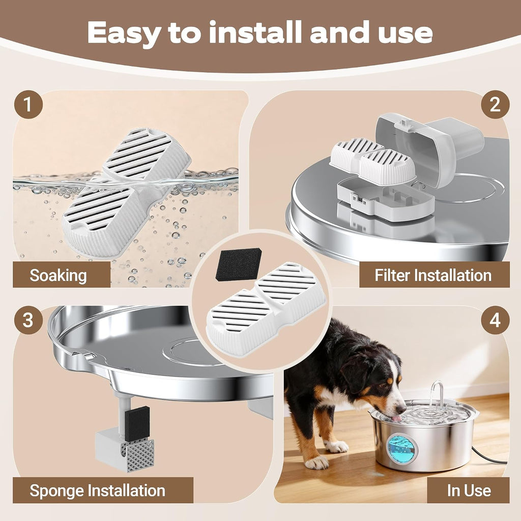 GROOKPET Pet Fountain Filter Replacement: 12 Dog Water Fountain Filters